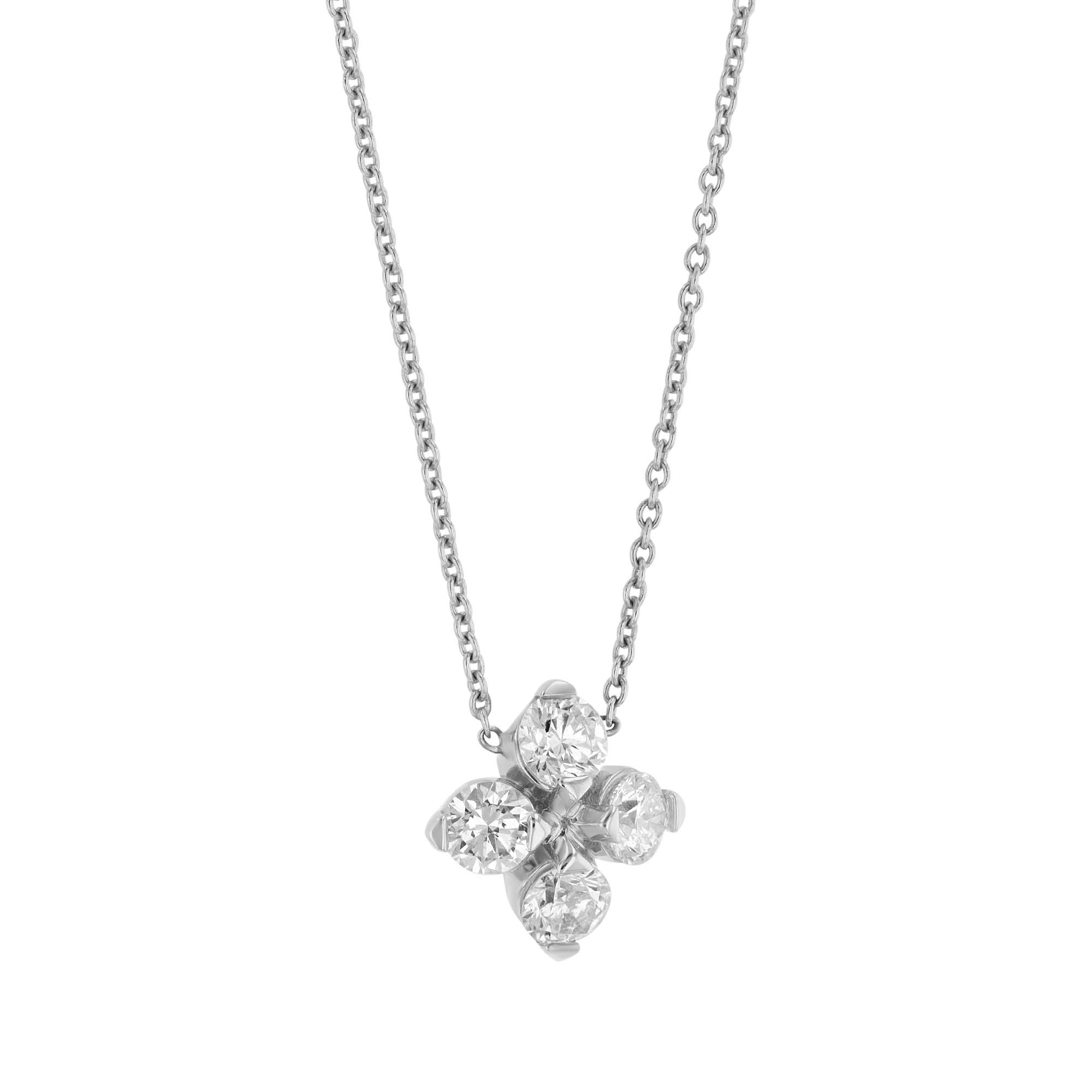Roberto Coin Love in Verona Diamond Clover Pendant in White Gold, 0.55 cttw, 18