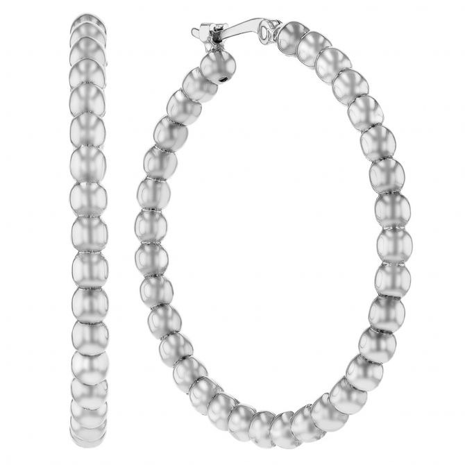 Sterling Silver Beaded Hoop Earrings