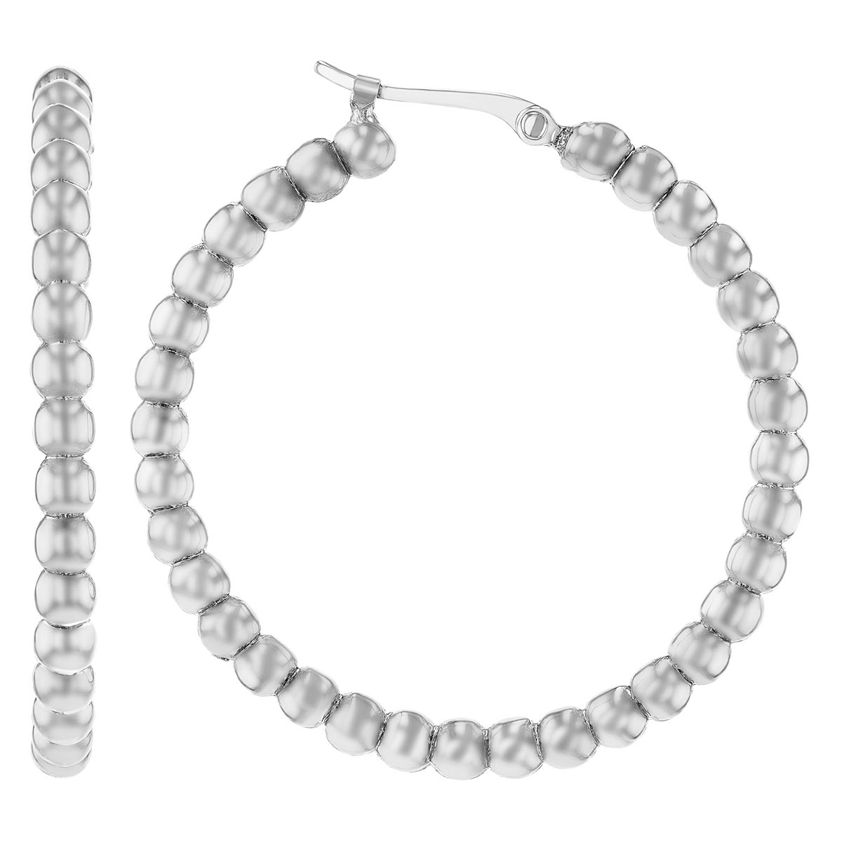 Sterling Silver Beaded Hoop Earrings