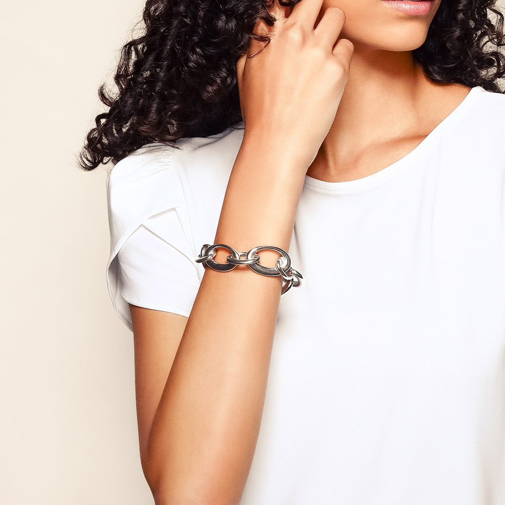 Tane Maria Sterling Silver Large Oval Link Chain Bracelet, 8.6