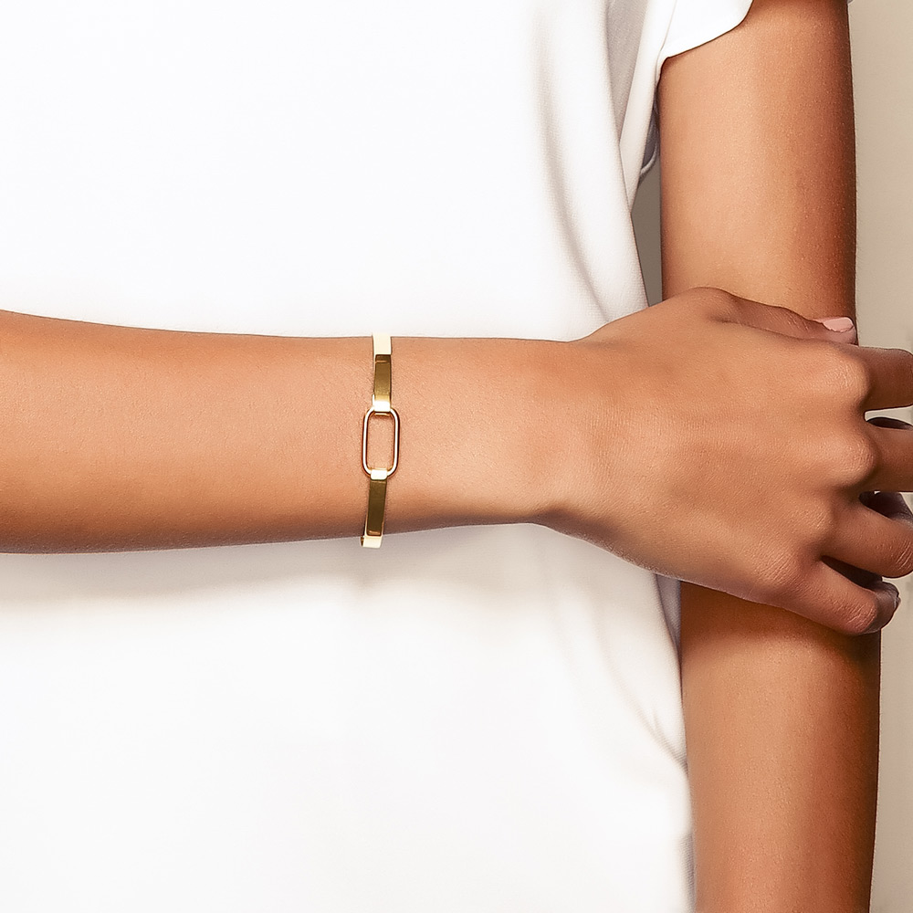 Phillips House Yellow Gold Open Long Oval Link Bangle Bracelet