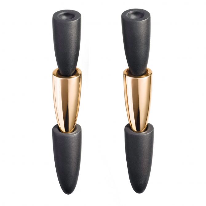 Vhernier Calla Black Titanium & Yellow Gold Drop Earrings