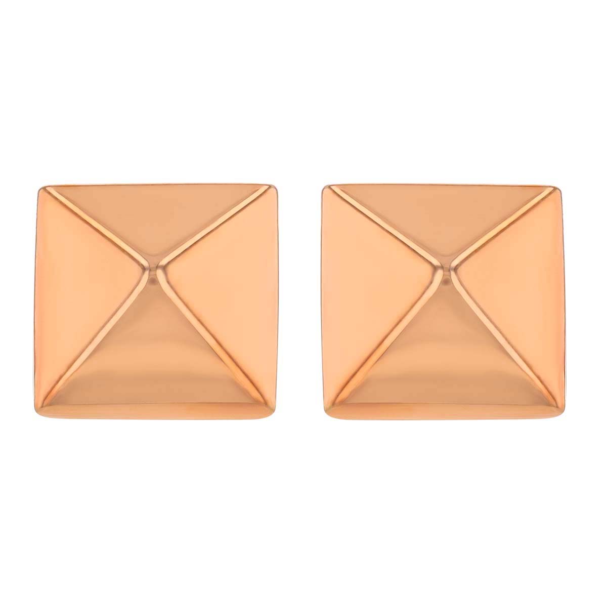 Rose Gold Dainty Pyramid Stud Earrings, 8 mm
