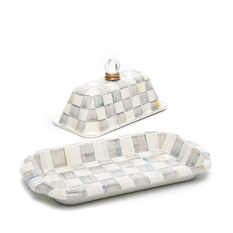 MacKenzie-Childs Sterling Check Enamel Butter Box