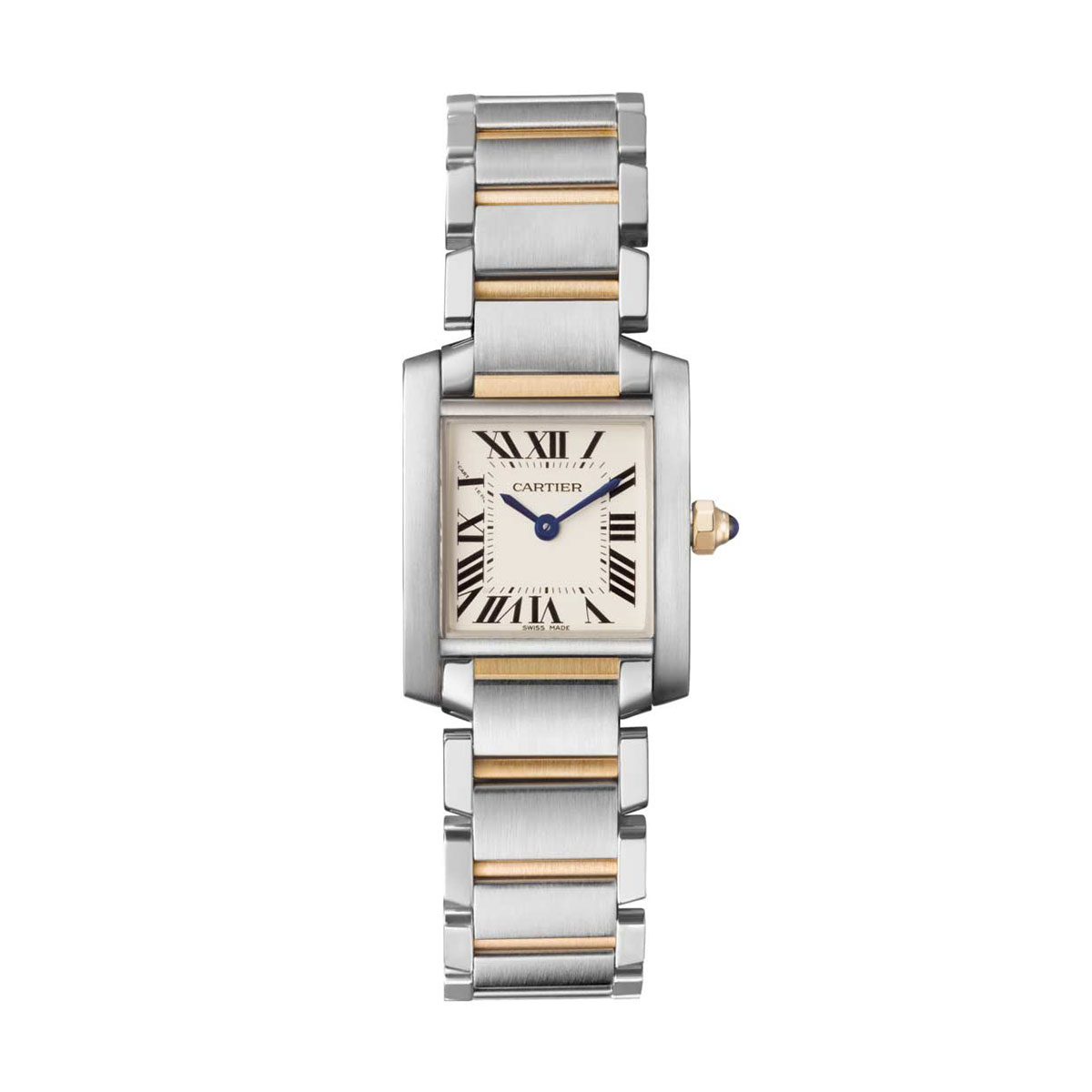 Cartier Tank Francaise 25mm Small Watch, Yellow Gold and Silver Grained Dial