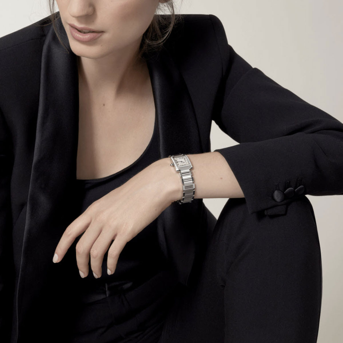 Cartier Tank Francaise Small 25mm Watch, Diamond and Silvered Dial