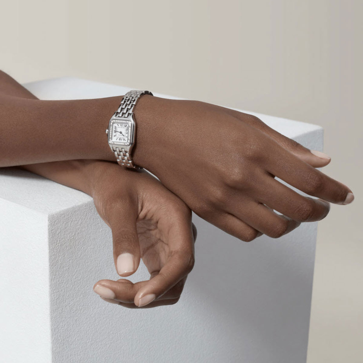 Cartier Panthere de Cartier 23mm Small Watch, Diamonds and Silvered Dial