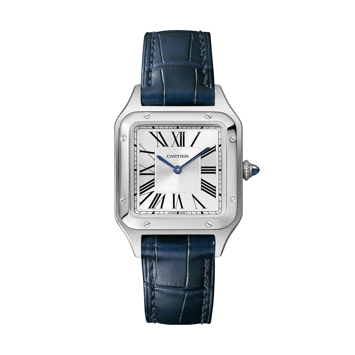 Cartier Santos-Dumont 38mm Small Watch, Satin Brushed Silver Dial
