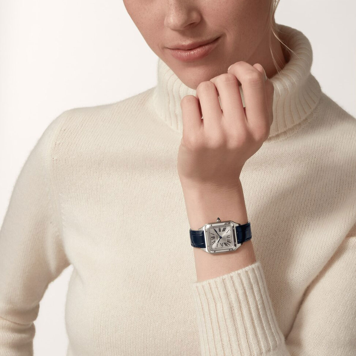 Cartier Santos-Dumont 38mm Small Watch, Satin Brushed Silver Dial
