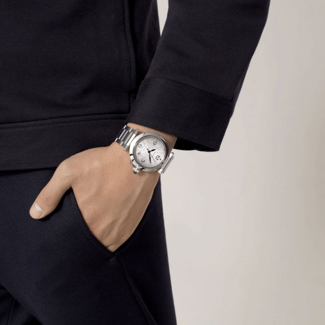 Cartier Pasha de Cartier 41mm Watch, Silver Flinque Dial