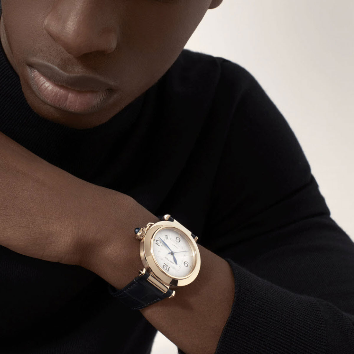 Cartier Pasha de Cartier 41mm Watch, Yellow Gold and Silver Flinque Dial