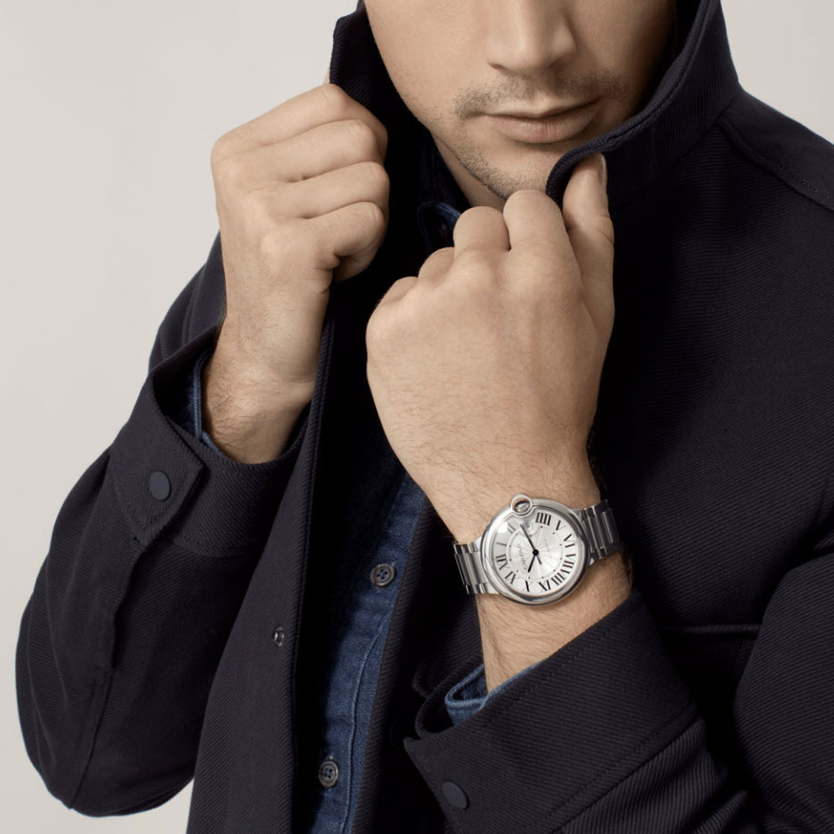 Cartier Ballon Bleu de Cartier 42mm Watch, Silver Guilloche Dial