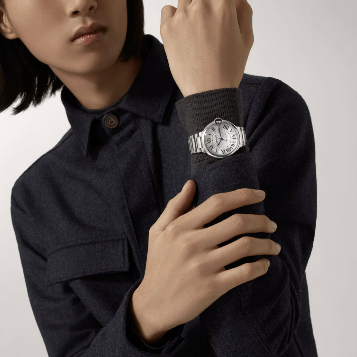 Cartier Ballon Bleu de Cartier 40mm Watch, Silvered Guilloche Dial