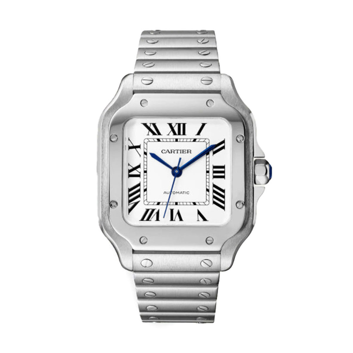 Cartier Santos De Cartier 35.1mm Medium Watch, Silvered Opaline Dial