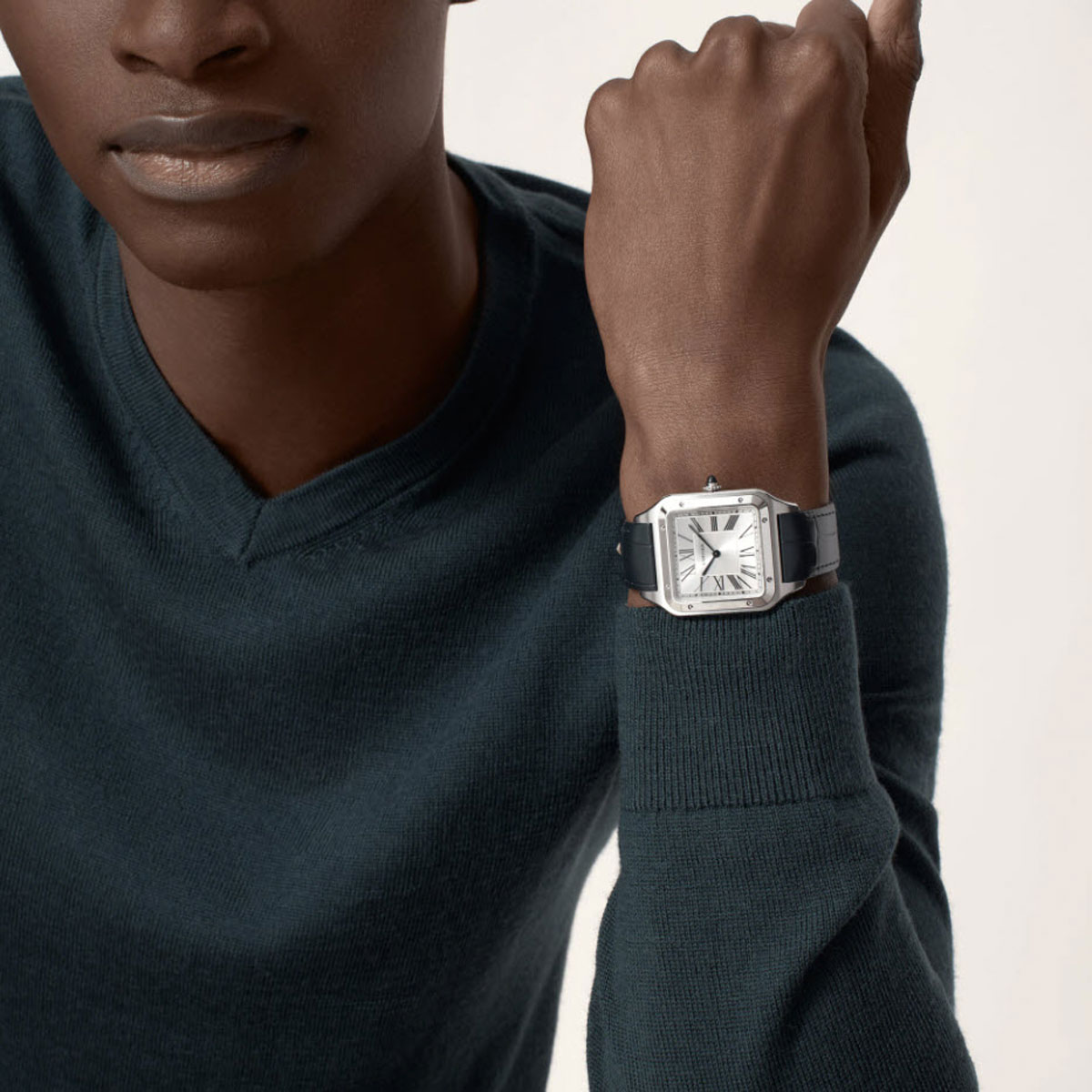 Cartier Santos-Dumont 47mm Extra Large Watch, Silver Satin Dial