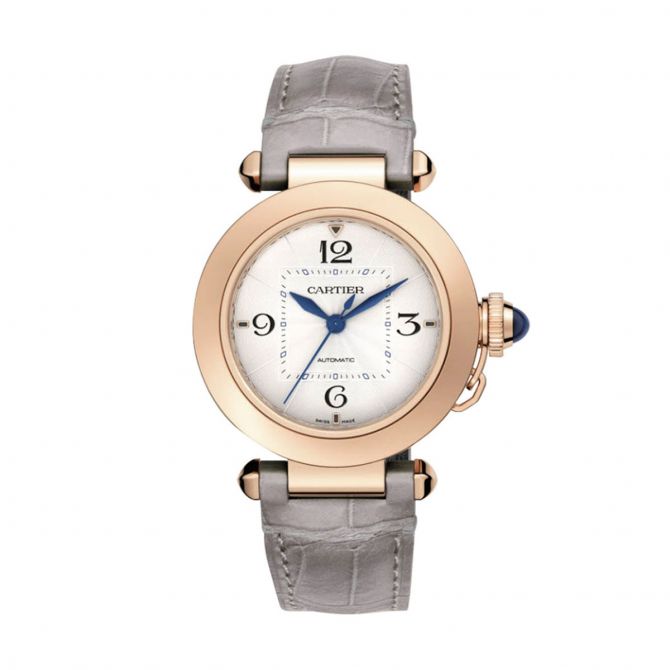 Cartier Pasha de Cartier 35mm Watch, Rose Gold and Silver Flinque Dial