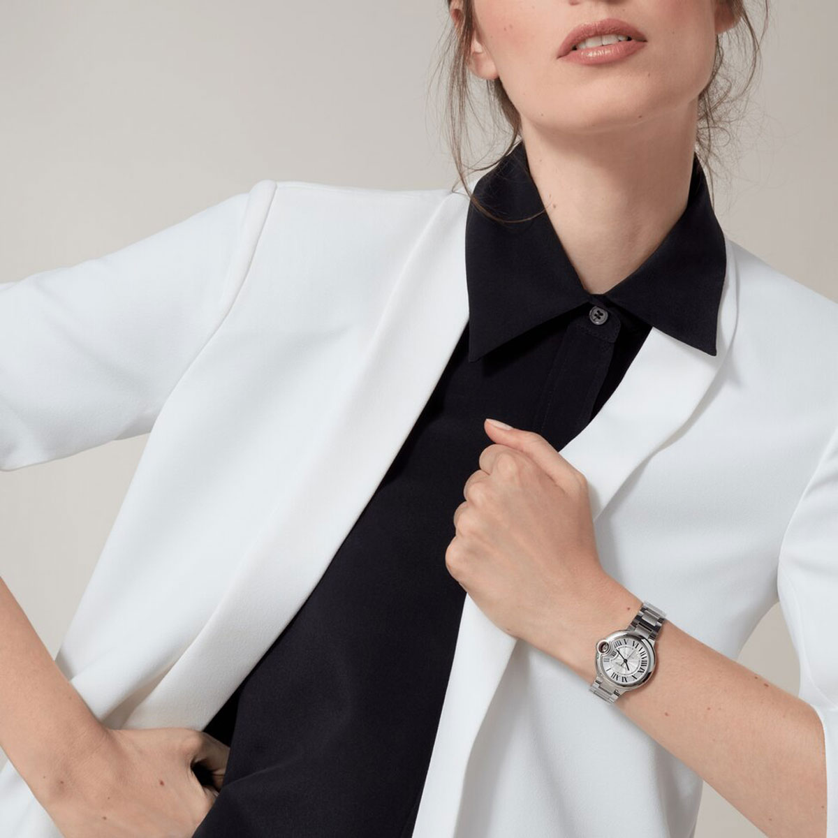 Cartier Ballon Blue de Cartier 33mm Watch, Brushed Silvered Dial