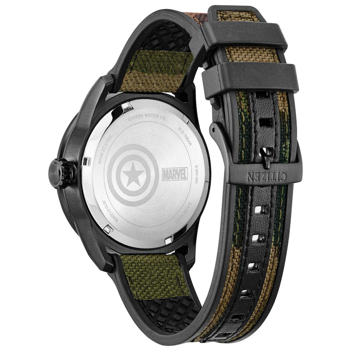 Citizen Marvel Captain America 45mm Watch, Silver and Black Accent Dial