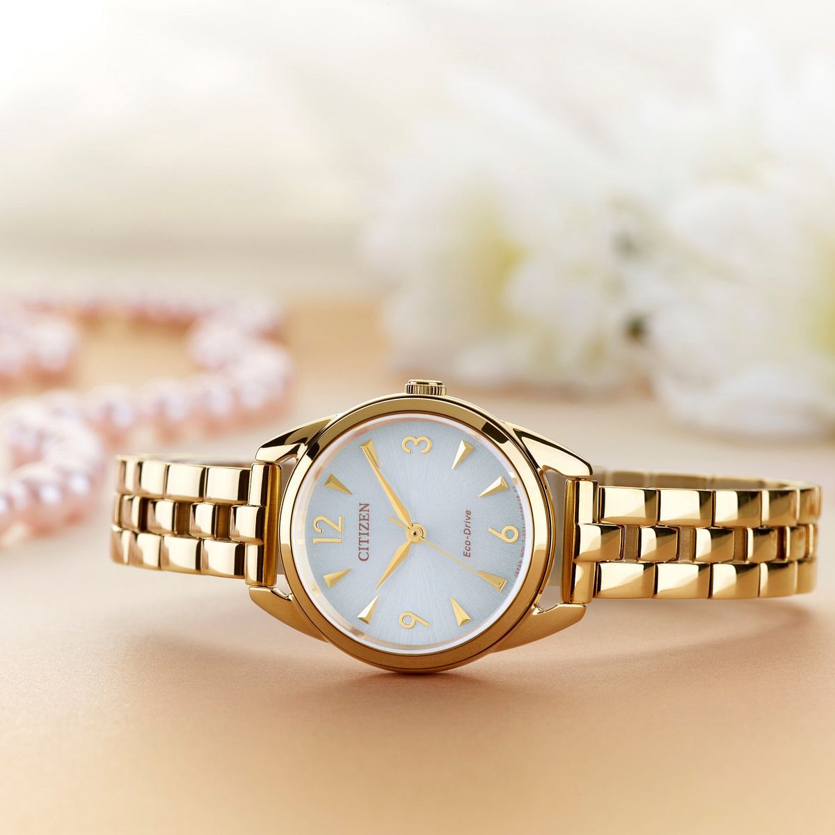 Citizen Eco-Drive Drive 27mm Watch, White and Gold Tone Dial