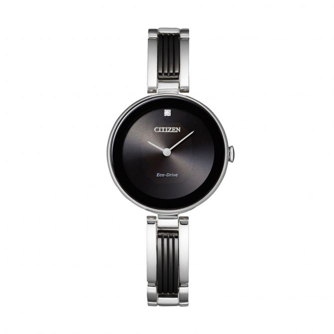 Citizen Axiom 28mm Watch, Black and Silver Tone Dial