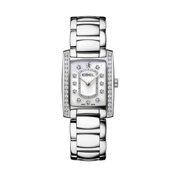 EBEL Brasilia 22.9mm Watch, Two Row Diamond and White Mother of Pearl Dial