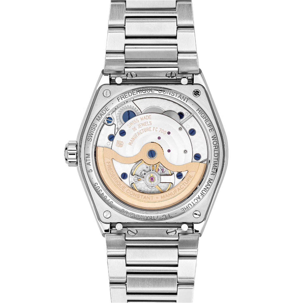 Frederique Constant Highlife World timer Manufacture  41mm Watch, Blue Dial