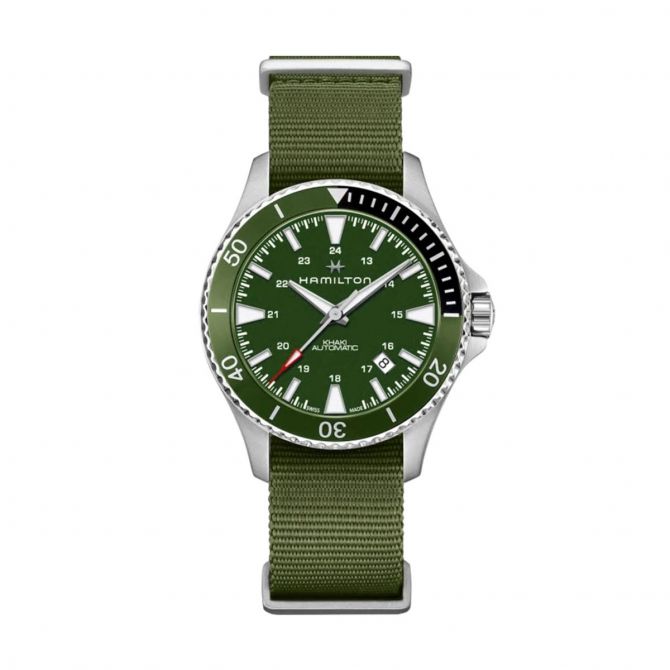 Hamilton Khaki Navy Scuba Auto 40mm Watch, Green and Silver Dial