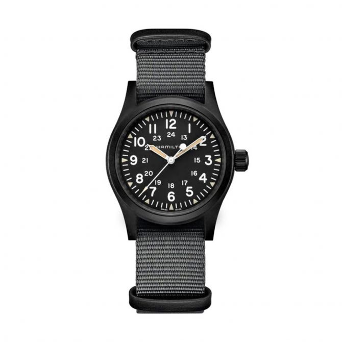 Hamilton Khaki Field Mechanical 38mm Men's Watch, White and Black Dial