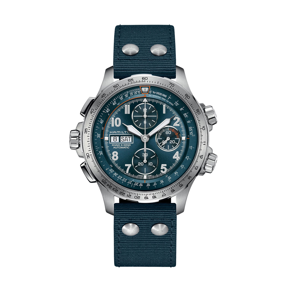 Hamilton Khaki Aviation X-Wind Auto Chrono 45mm Watch, Blue Dial
