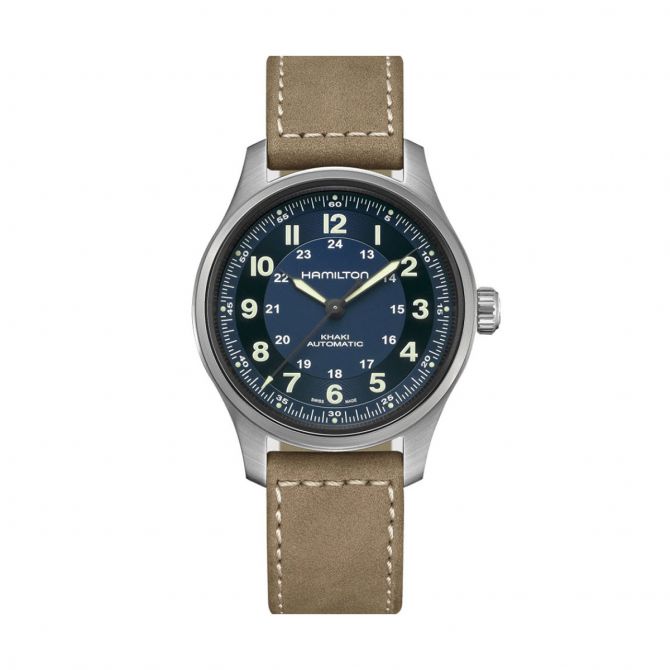 Hamilton Khaki Field Titanium Automatic 42mm Men's Watch, Navy Blue Dial