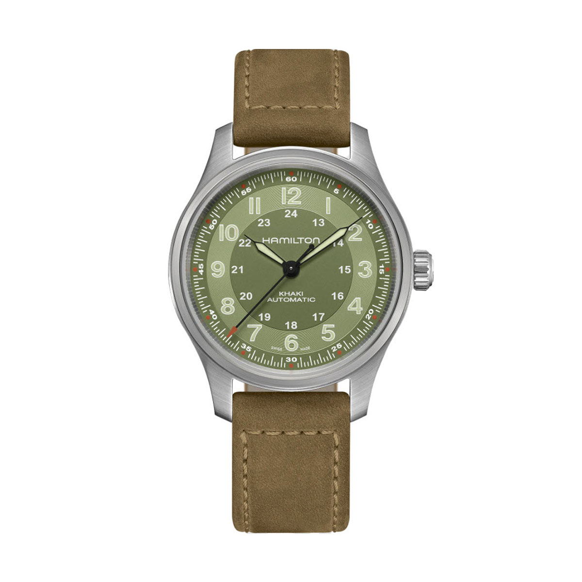 Hamilton Khaki Field Titanium Automatic 42mm Men's Watch, Green Dial