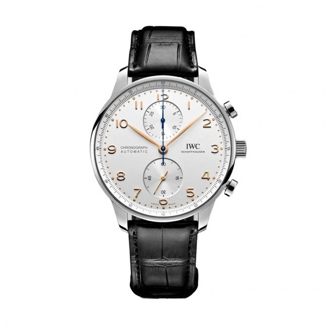 IWC Schaffhausen Portugieser Chronograph 41mm Watch, Silver Plated Dial