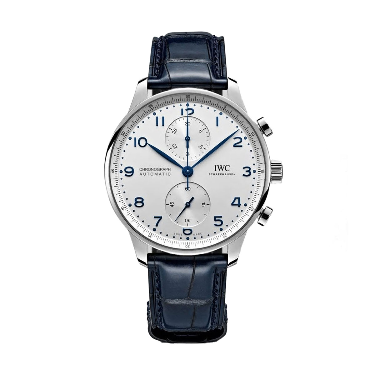 IWC Schaffhausen Portugieser Chronograph 41mm Watch, Blue and Silver Plated Dial
