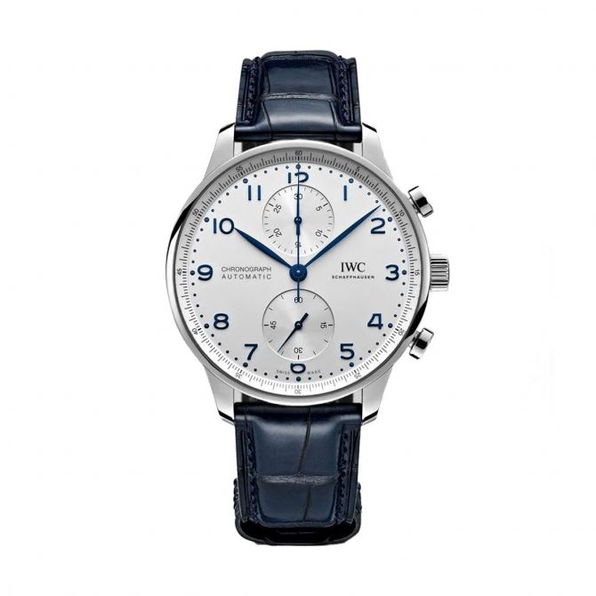 IWC Schaffhausen Portugieser Chronograph 41mm Watch, Blue and Silver Plated Dial