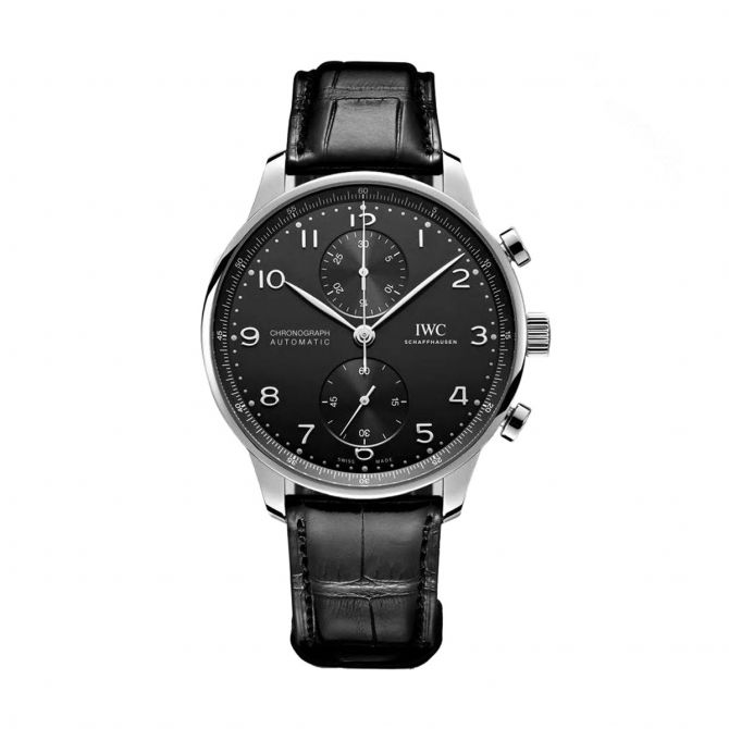 IWC Schaffhausen Portugieser Chronograph 41mm Watch, Black Dial