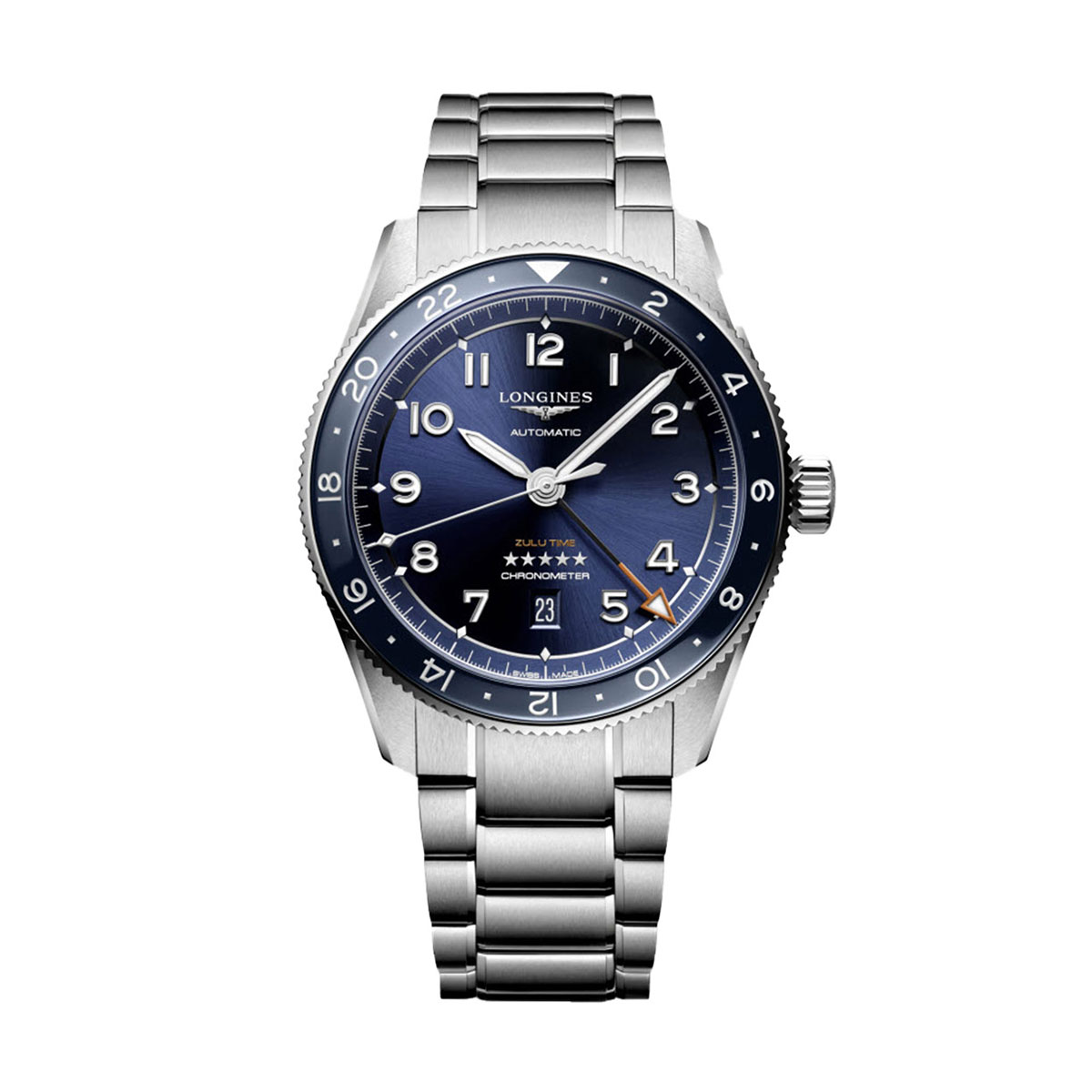 Longines Spirit Zulu Time GMT 42mm Watch, Sunray Dial