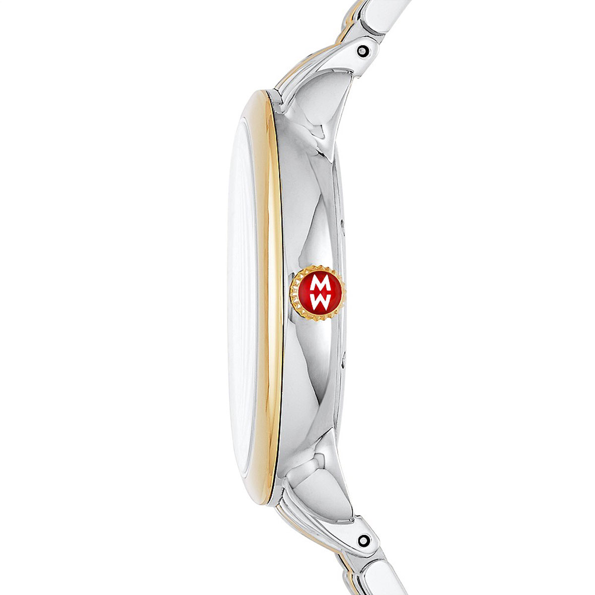 Michele Serein Mid Two-Tone Watch, Yellow Gold Tone and Silver White Sunray Dial