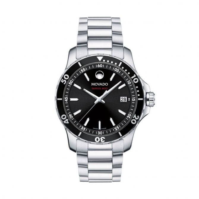 Movado Series 800 40mm Watch Black and Silver Tone Dial 2600135 Borsheims