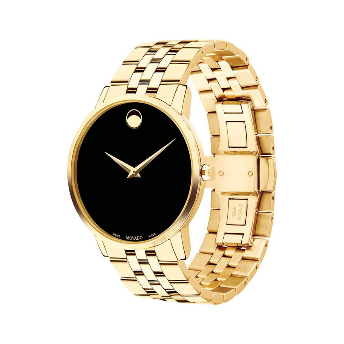 Movado Museum Classic 40mm Watch, Black and Gold Tone Dial