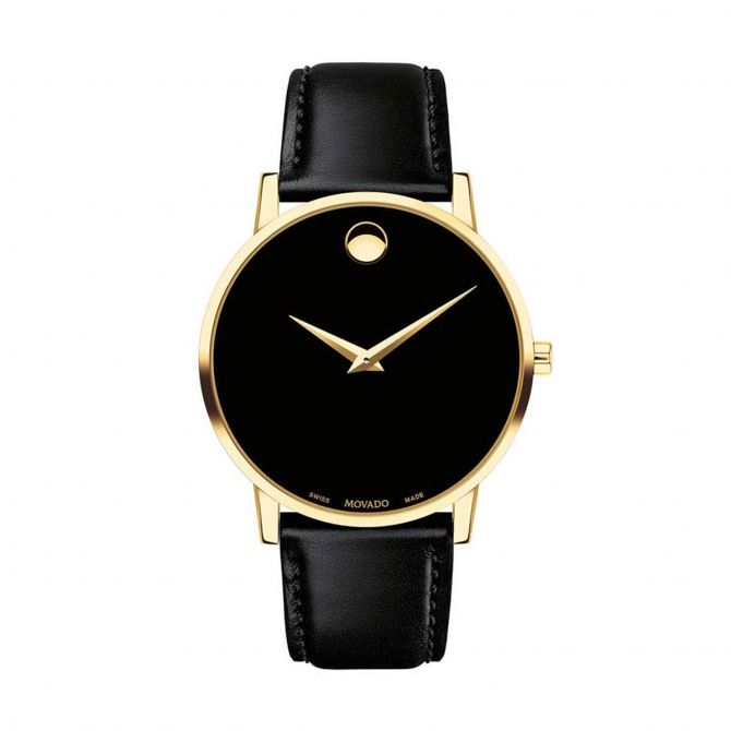 Movado Museum Classic 40mm Watch, Black and Gold Tone Dial