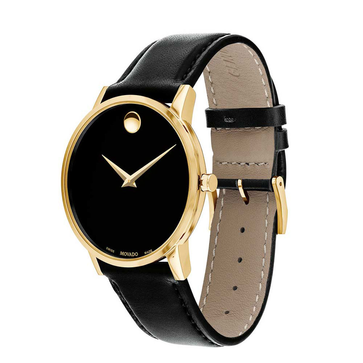 Movado Museum Classic 40mm Watch, Black and Gold Tone Dial