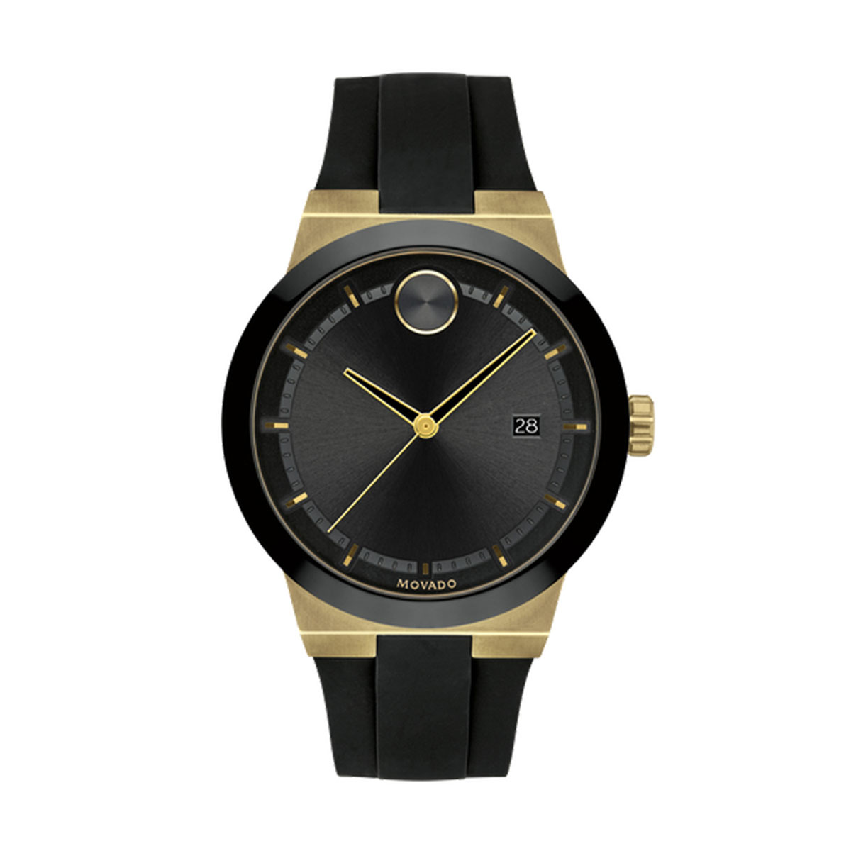 Movado Bold Fusion 42mm Watch, Black and Yellow Gold Tone Dial