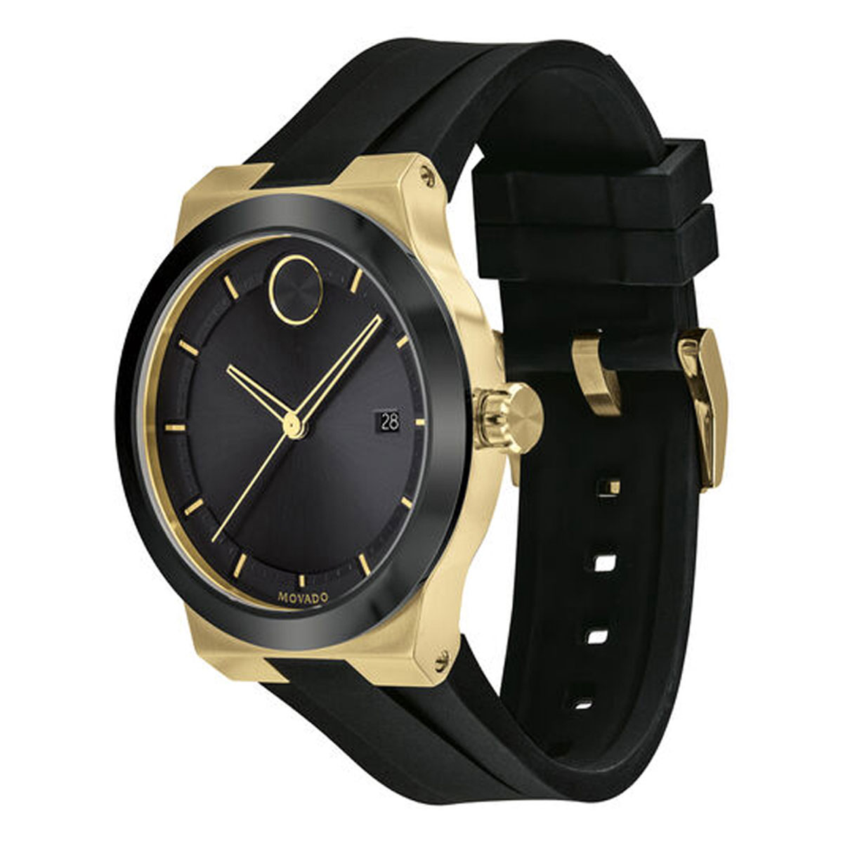 Movado Bold Fusion 42mm Watch, Black and Yellow Gold Tone Dial