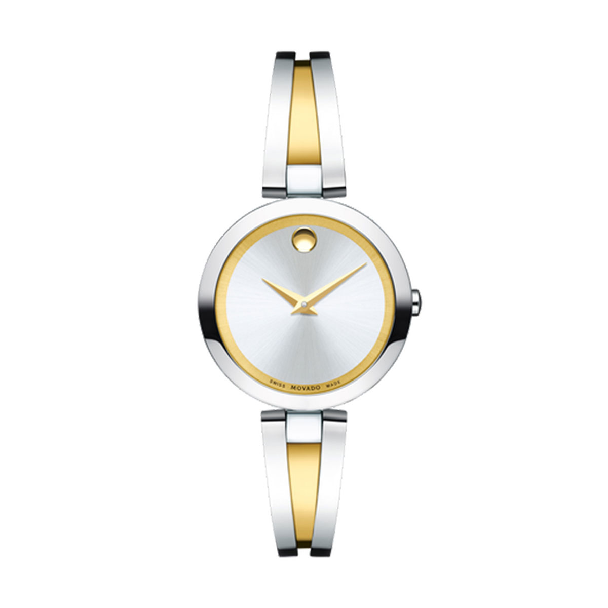 Movado Aleena 27mm Watch, Yellow Gold and Silver Tone Dial