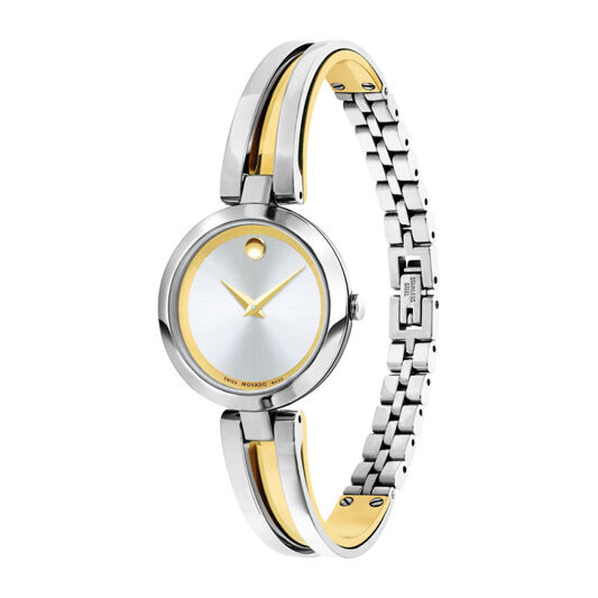 Movado Aleena 27mm Watch, Yellow Gold and Silver Tone Dial