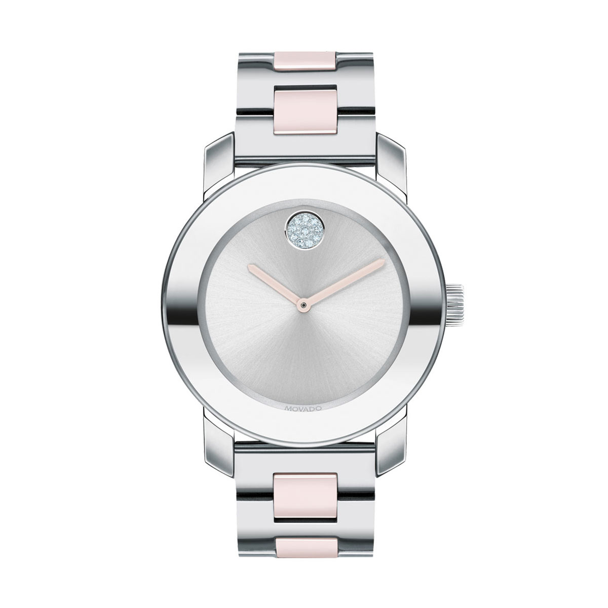 Movado BOLD Ceramic 36mm Watch, Blush and Silver Tone Dial