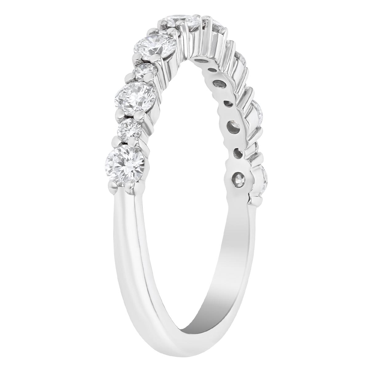 Diamond Alternating Shared Prong Wedding Band in White Gold