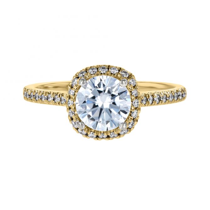 18K Gold Diamond Halo and Side Stone Ring Setting