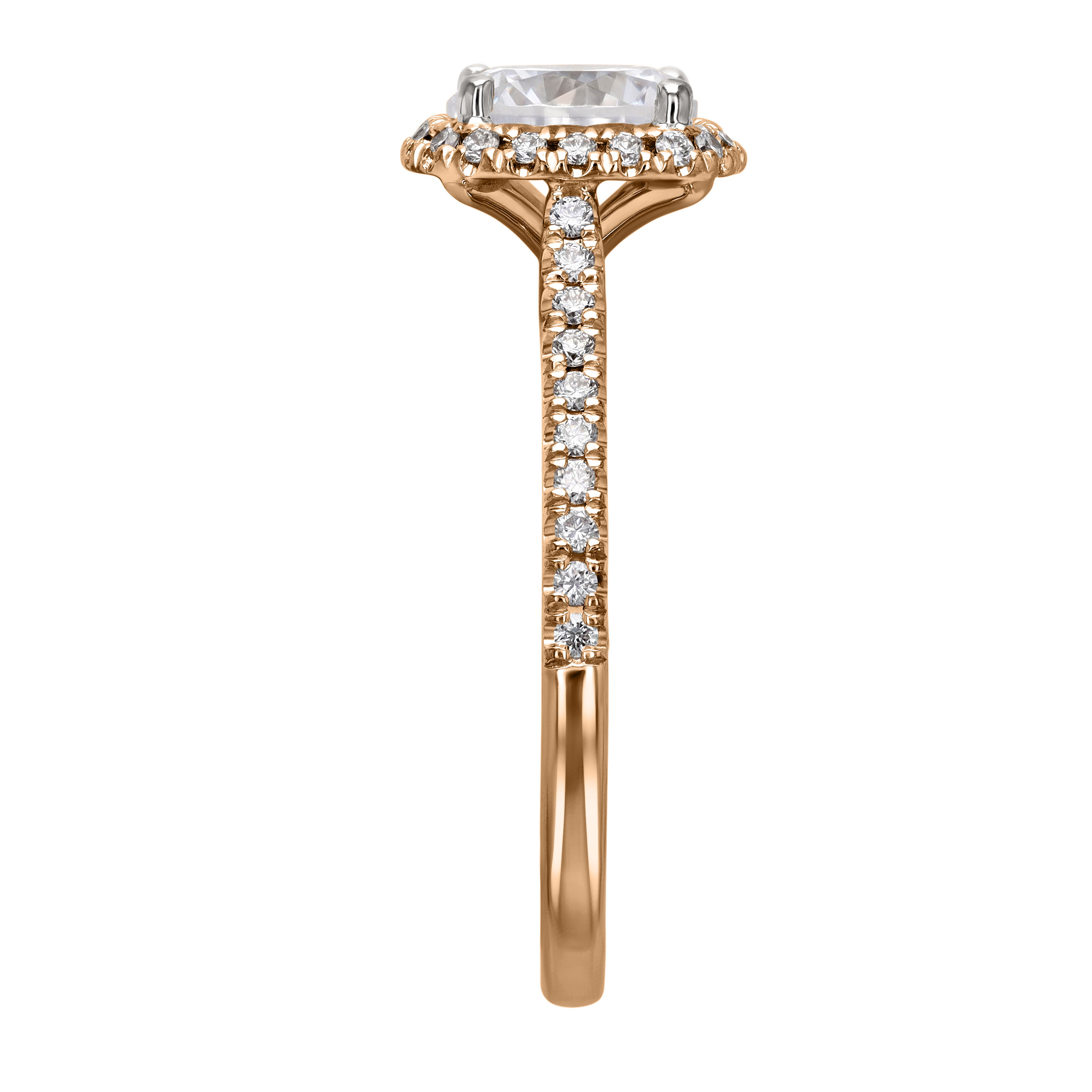 18K Gold Diamond Halo and Side Stone Ring Setting