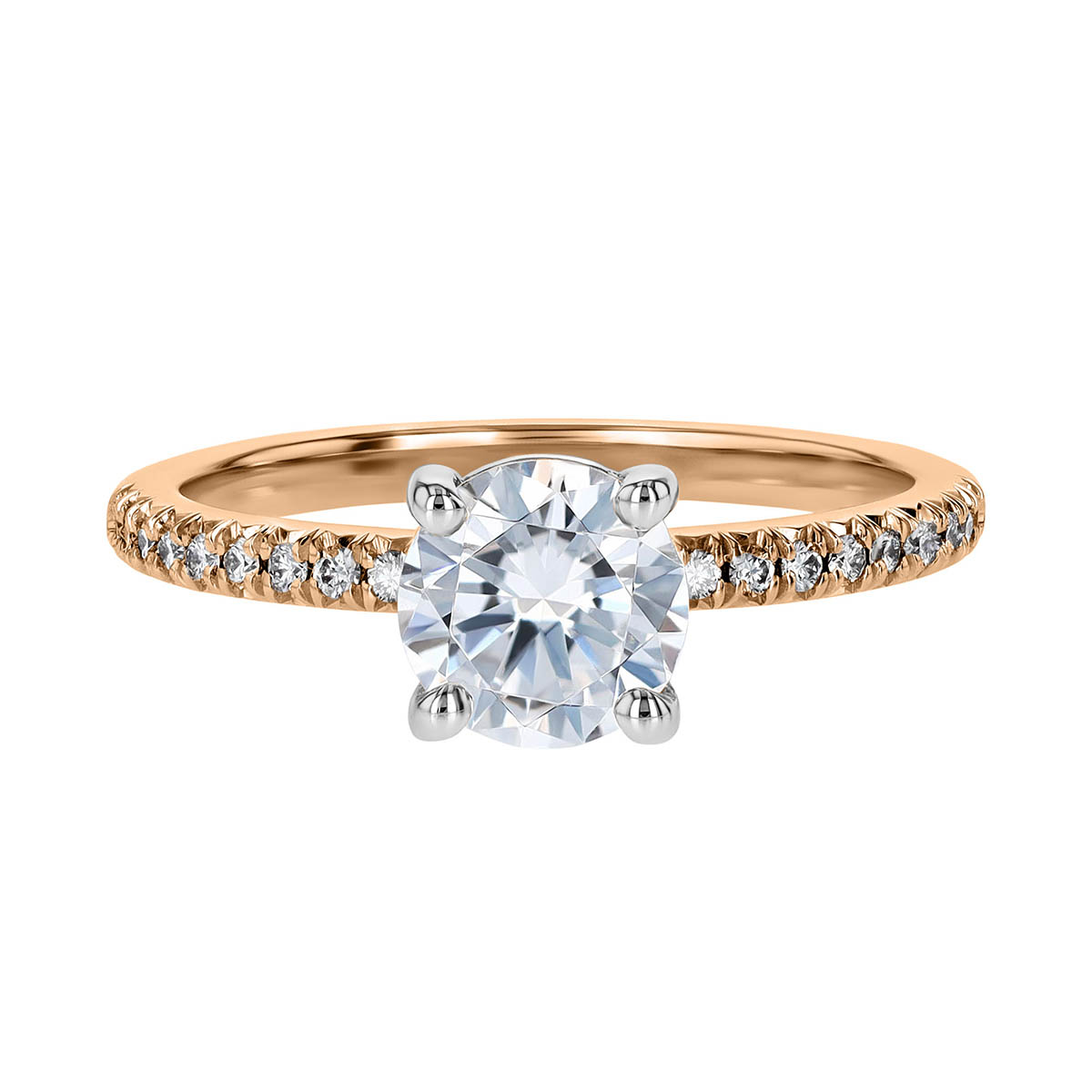 18K Gold Diamond Side Stone Engagement Ring Setting, 0.13 cttw